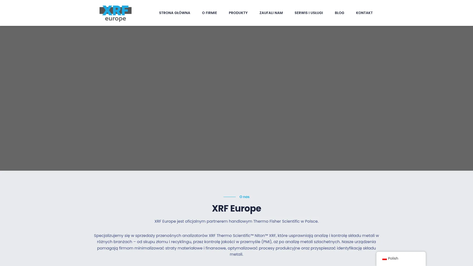Zrzut ekranu strony XRF Europe sp. z o.o.