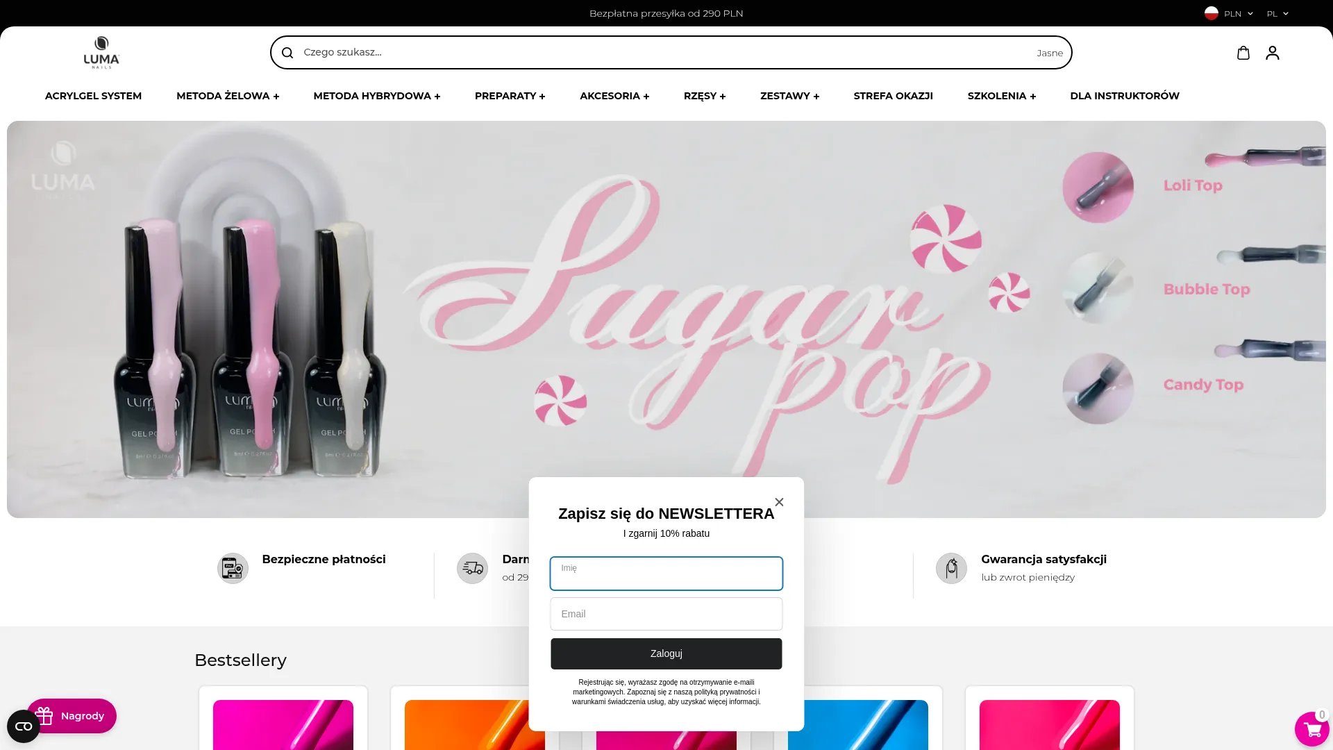 Zrzut ekranu strony LUMA Nails