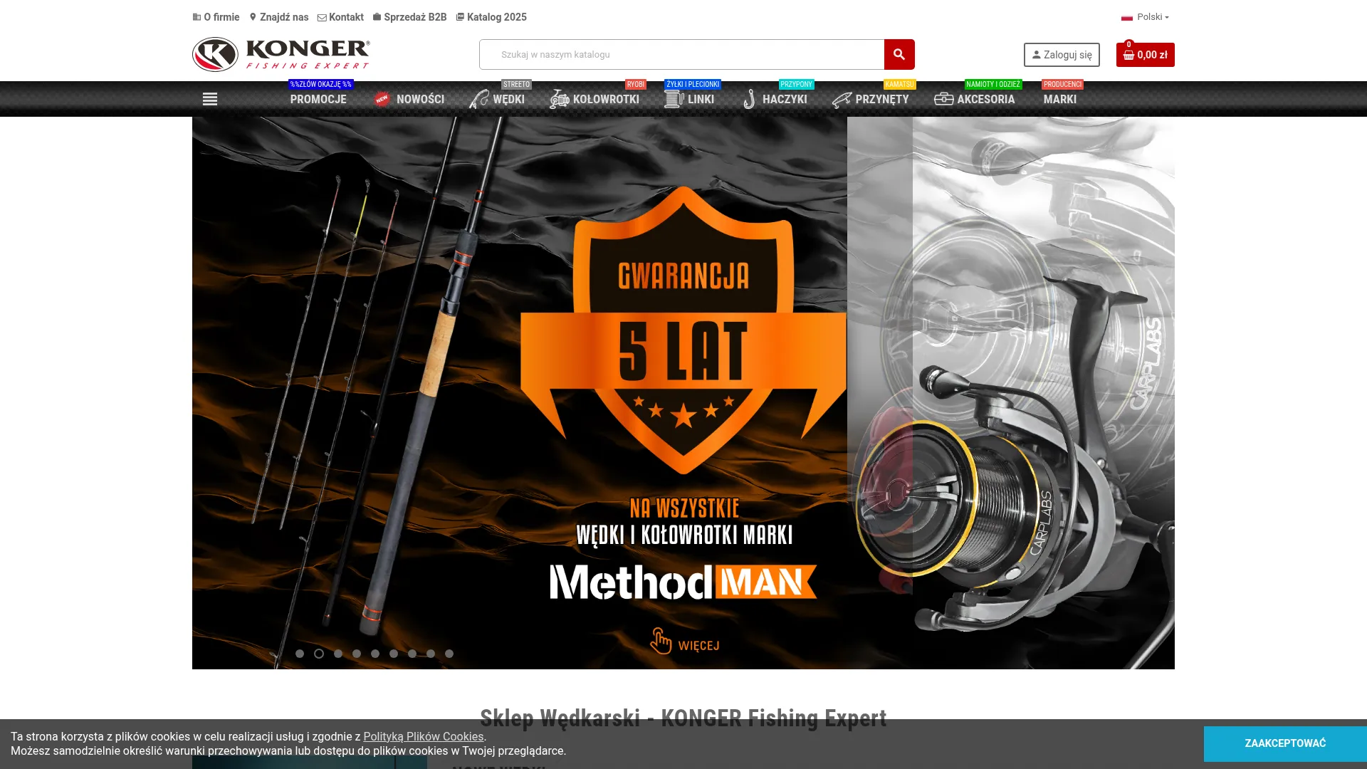 Zrzut ekranu strony KONGER Fishing Expert