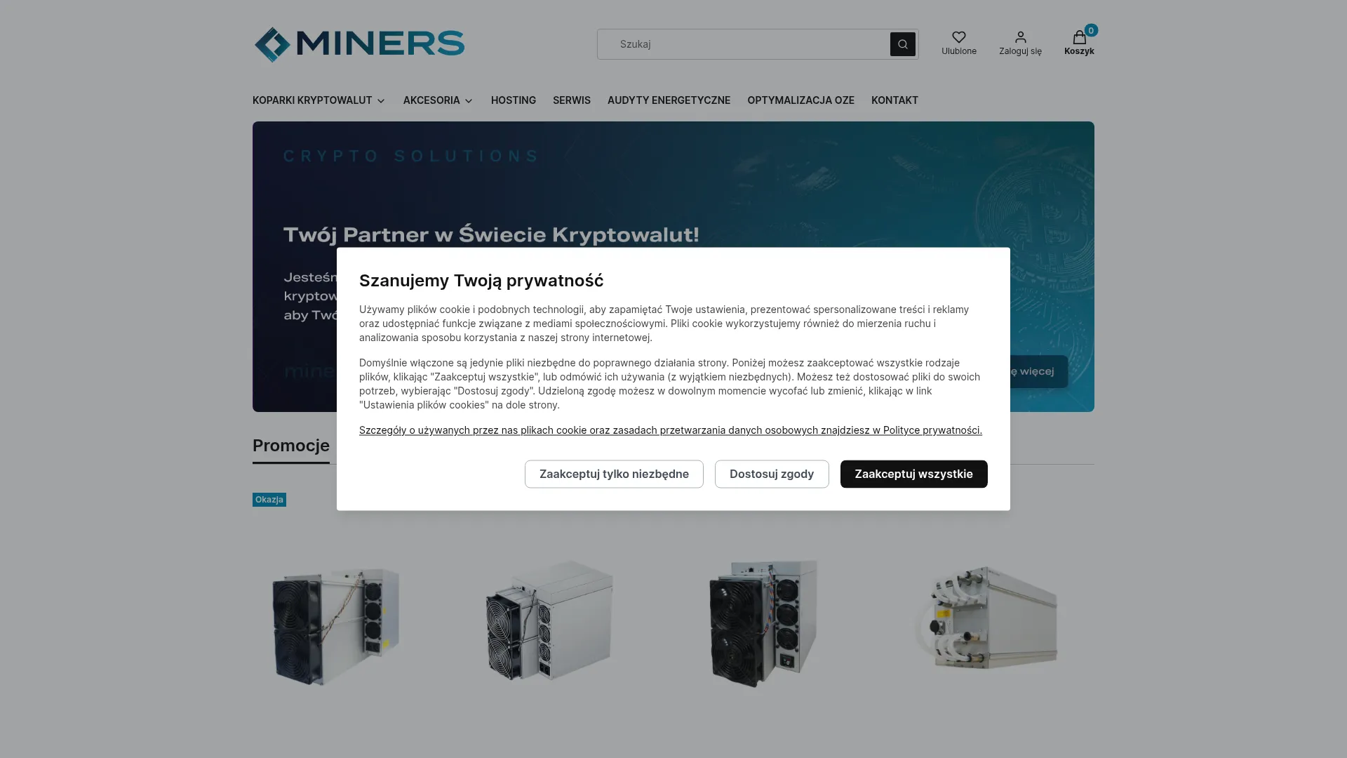 Zrzut ekranu strony Miners Solutions