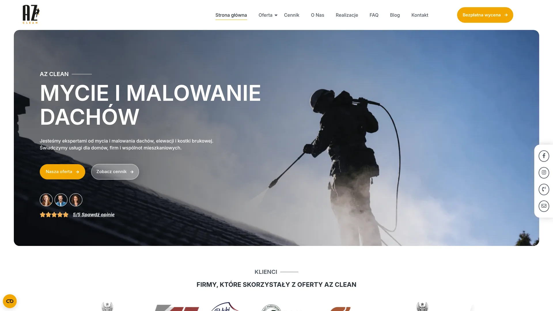 Zrzut ekranu strony AZ Clean