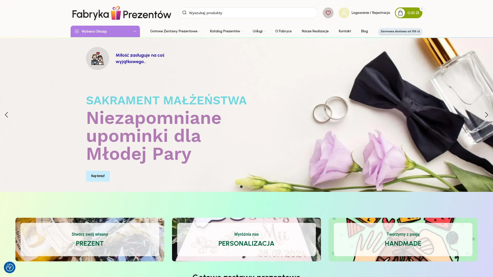 Zrzut ekranu strony Fabryka Prezentów