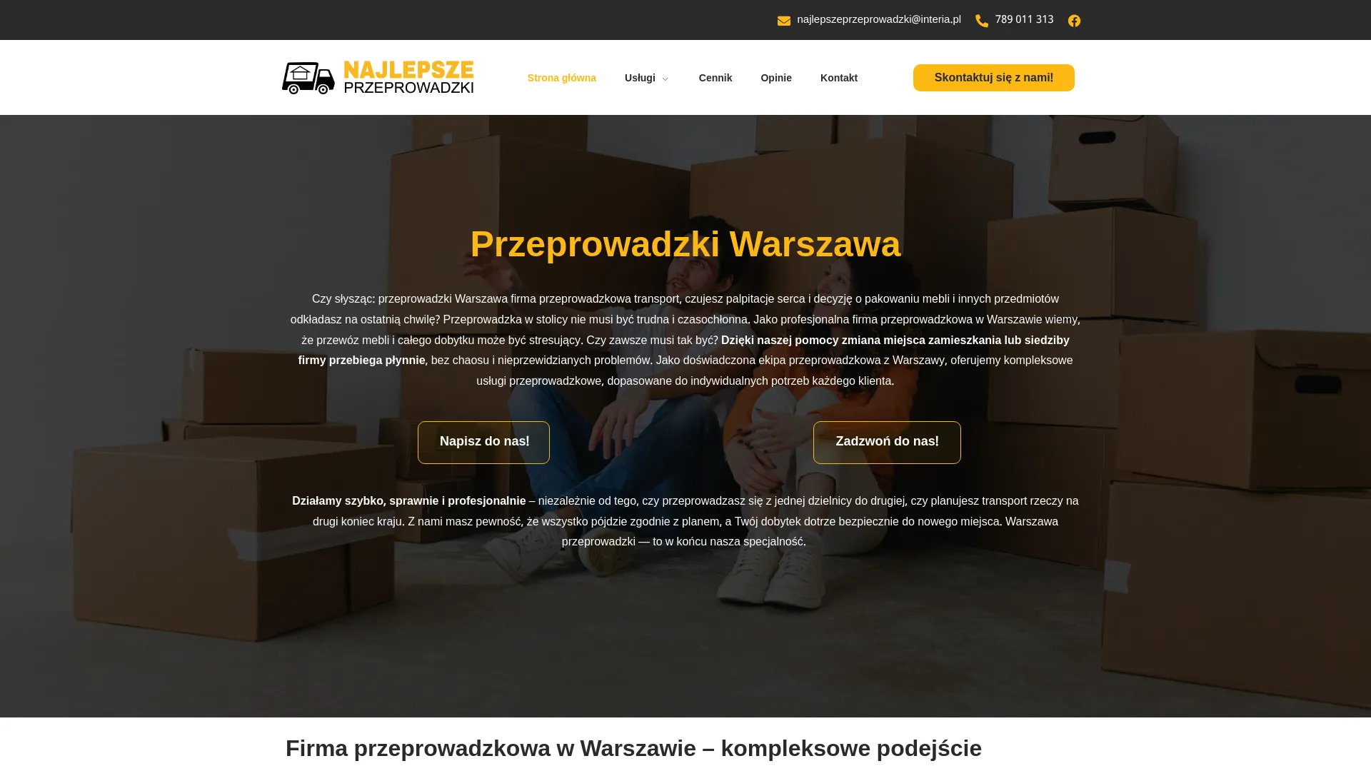Zrzut ekranu strony Transport Rafał Tomaszewski