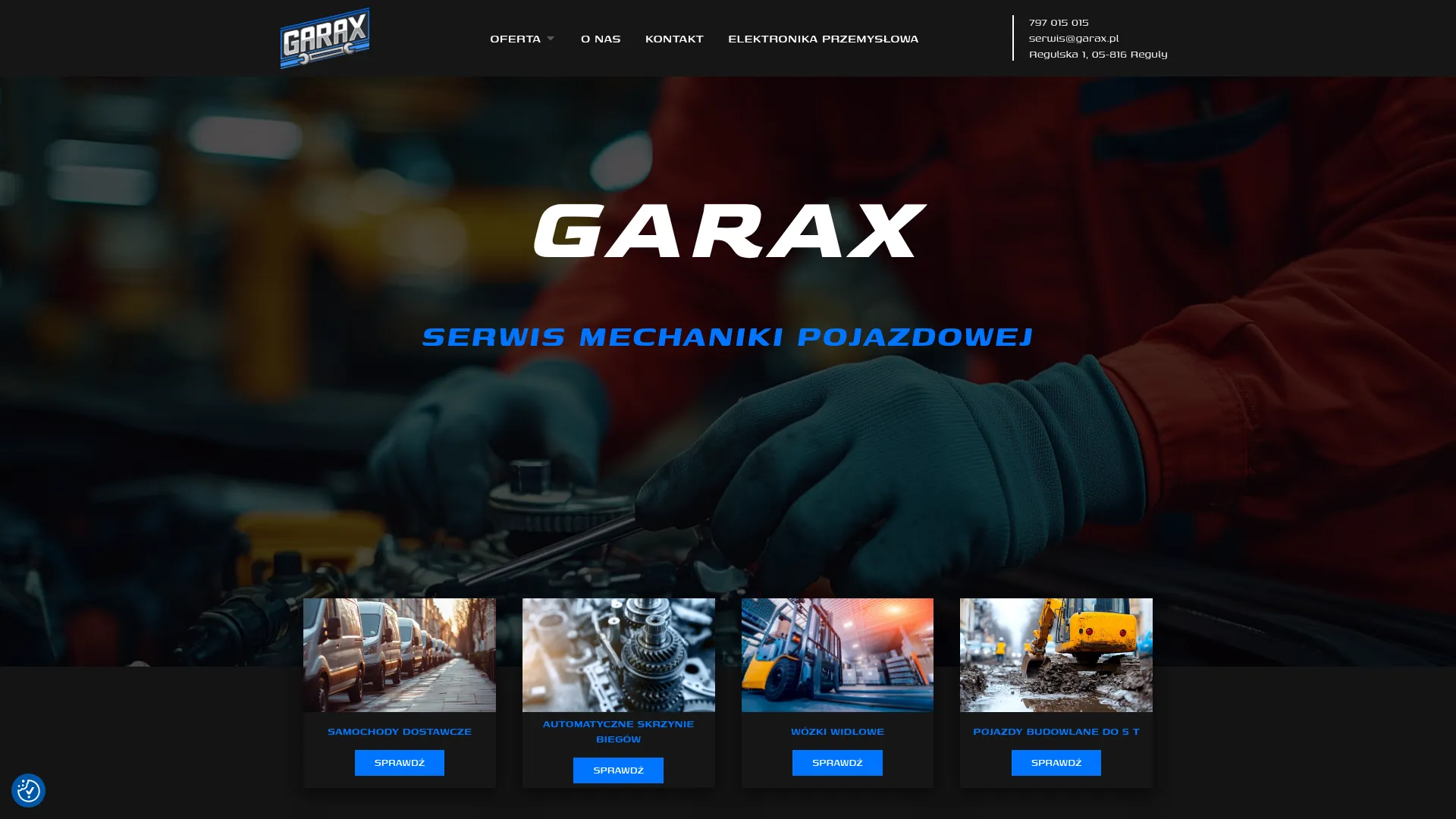 Zrzut ekranu strony Garax